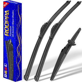 Rooppa front packaging showing full 3-piece wiper kit and easy fit benefits