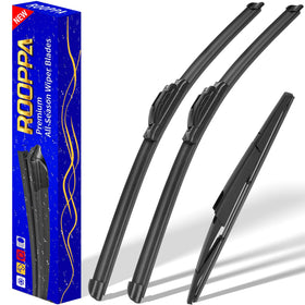 Rooppa front packaging showing three replacement wiper blades and benefit of full set