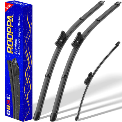 Rooppa front packaging showing complete wiper kit, clear OEM fit benefit