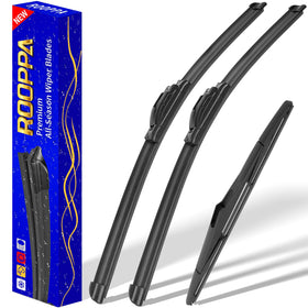 Rooppa front packaging showing the 3-piece wiper set and sizes for clear purchase decision