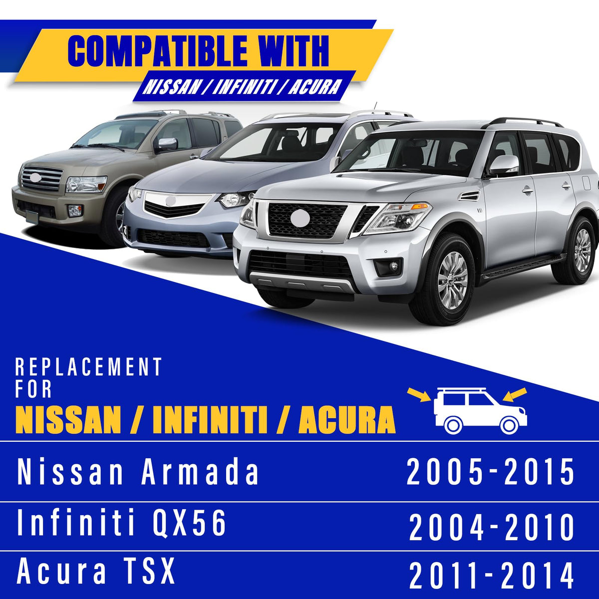 Rooppa blade mounted on Infiniti QX56 passenger side offering quiet performance