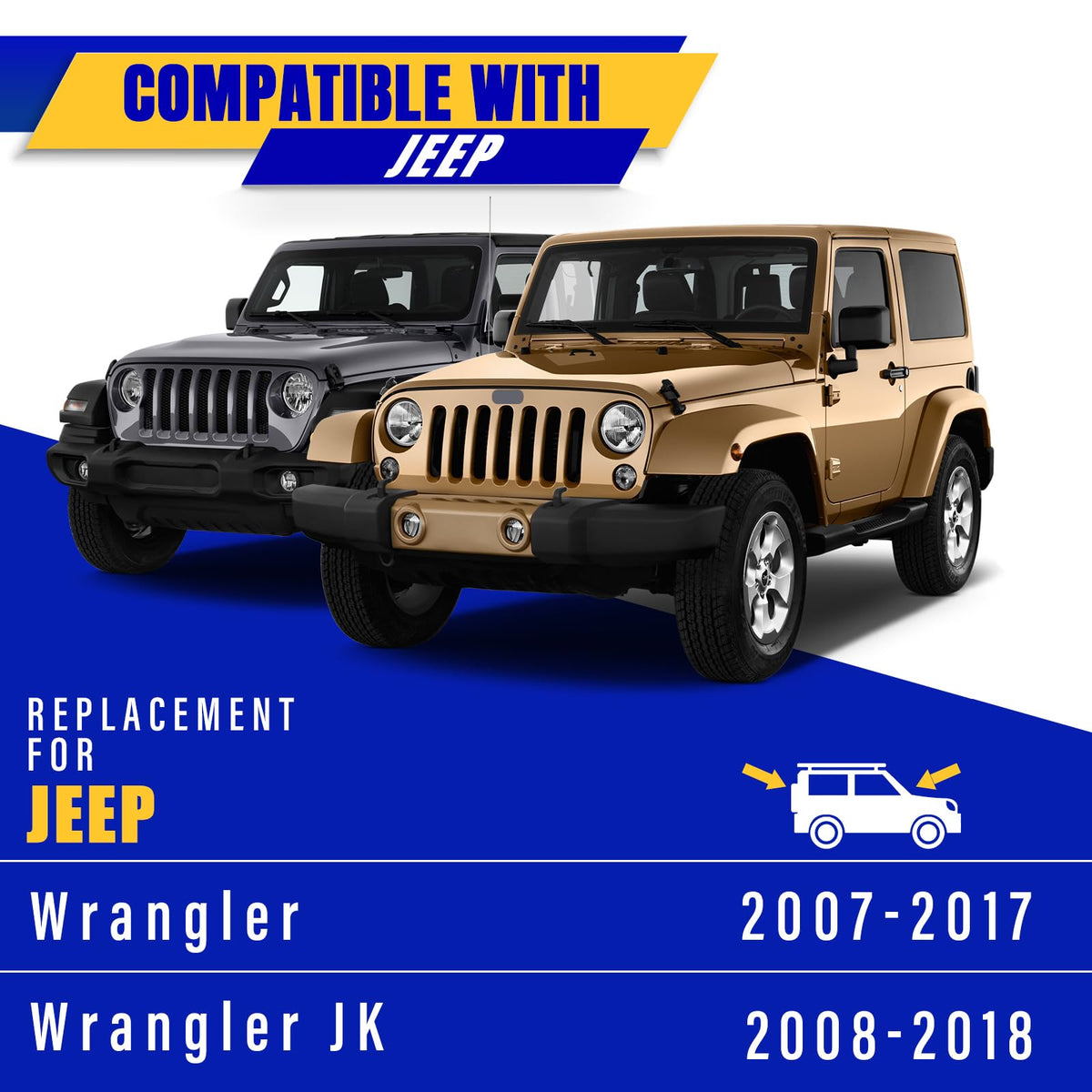 Rooppa installed on Jeep Wrangler right blade providing consistent windshield contact