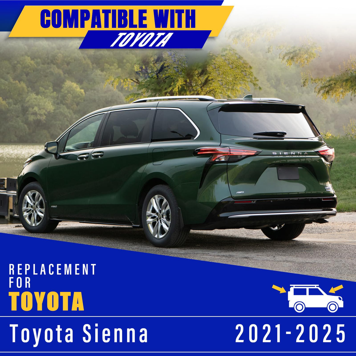 Rooppa installed 20-inch passenger blade on Sienna illustrating clean sweep