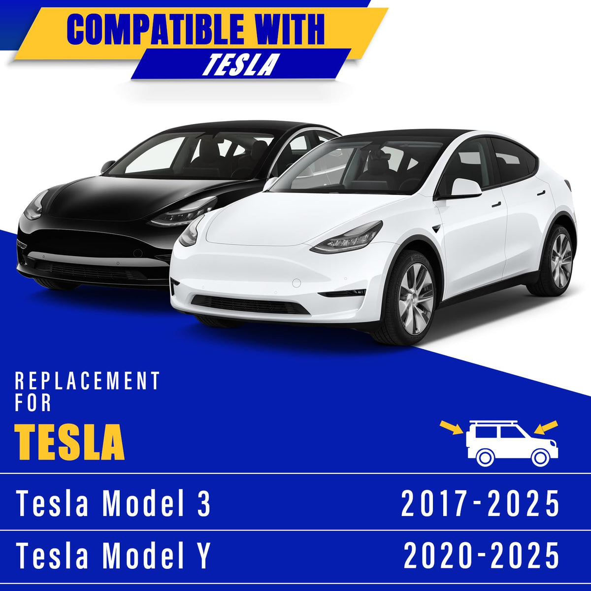 Rooppa blades side-by-side 26" and 19" for exact Tesla fitment benefit