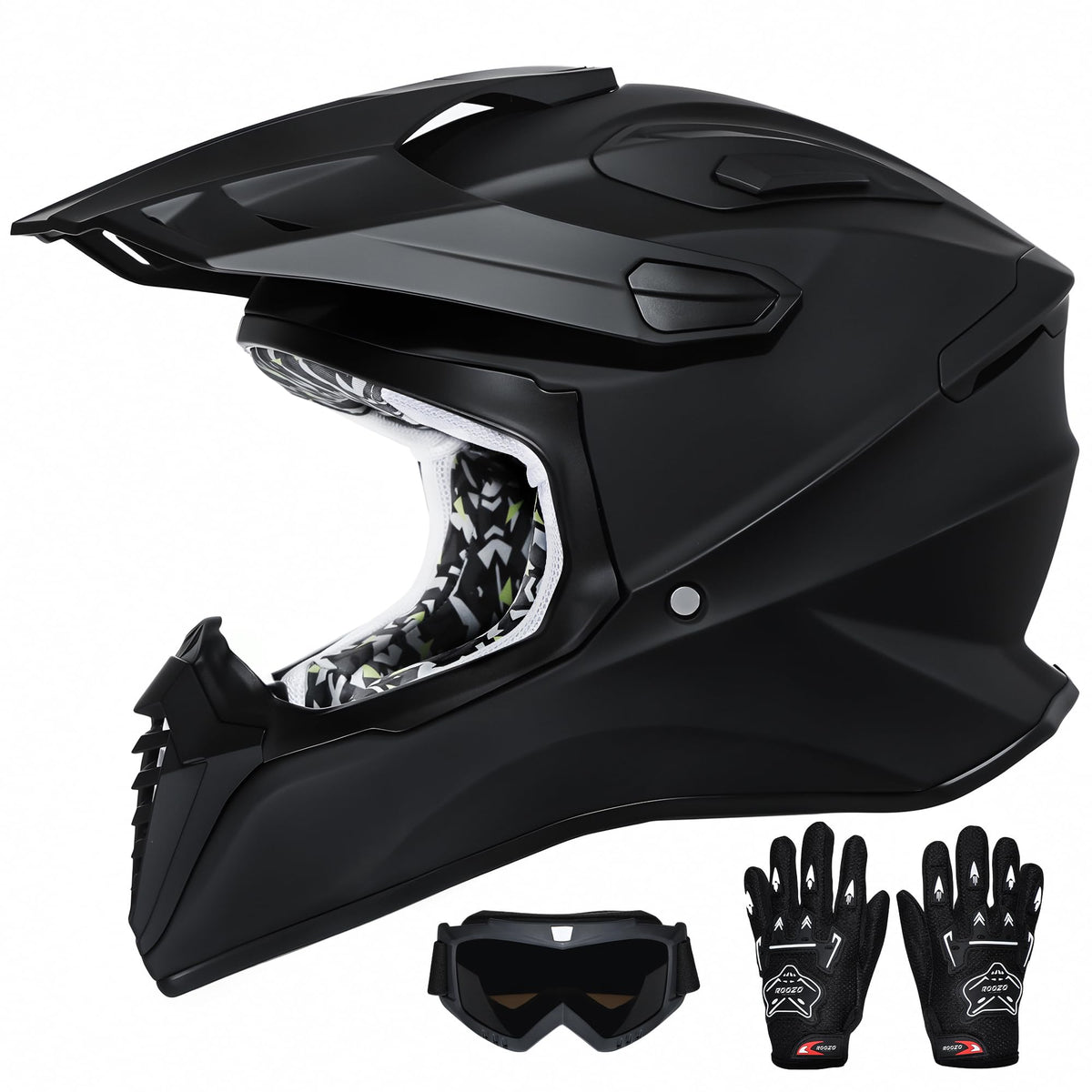 Roozo helmet front view showing full-face protection and confident coverage