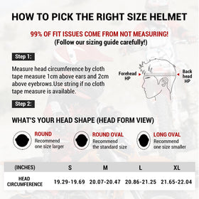 ROOZO helmet on measuring tape showing sizes, helps choose correct fit