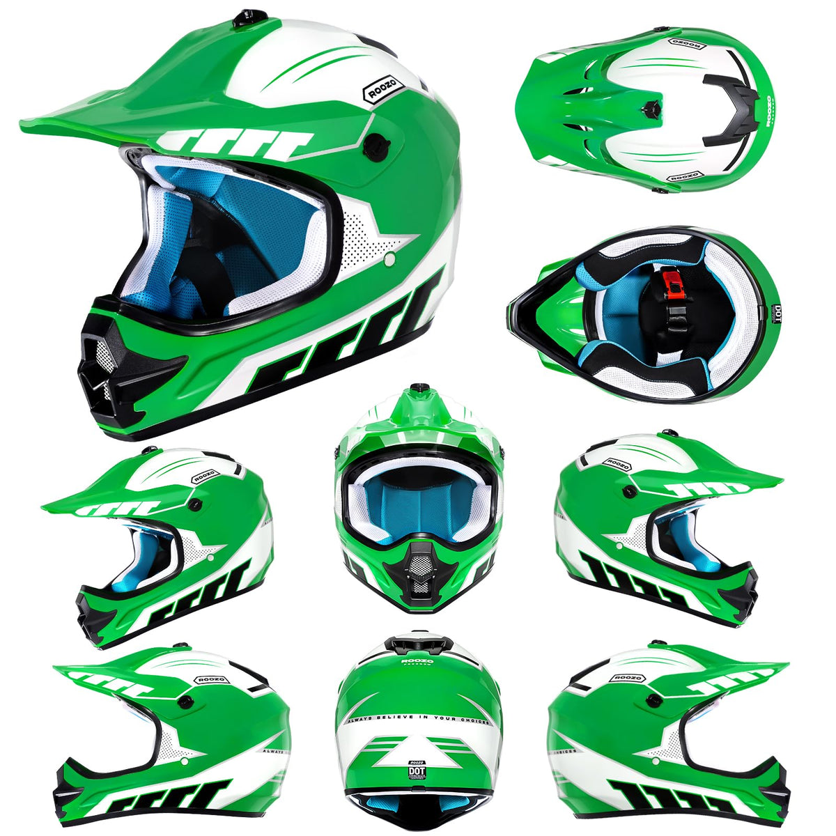 ROOZO helmet with goggles in use demonstrating clear vision benefit
