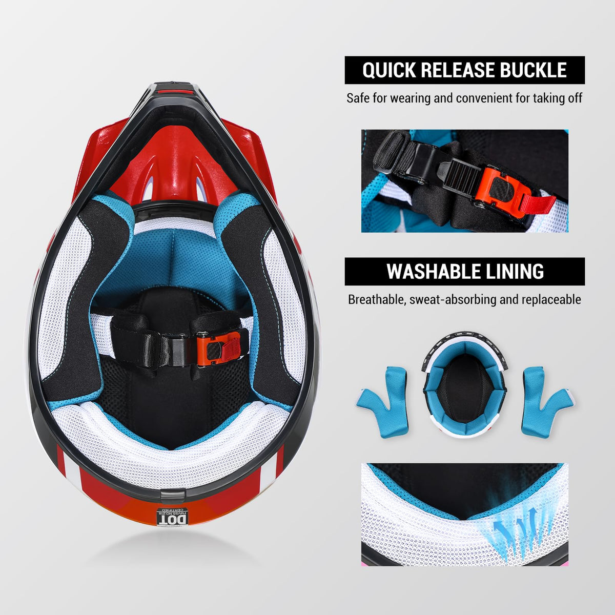 ROOZO visor and vent detail highlighting sun-blocking and airflow benefit
