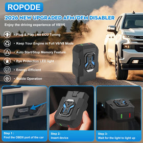 ROPODE AFM Disabler connector close-up highlighting OBD-II plug reliability