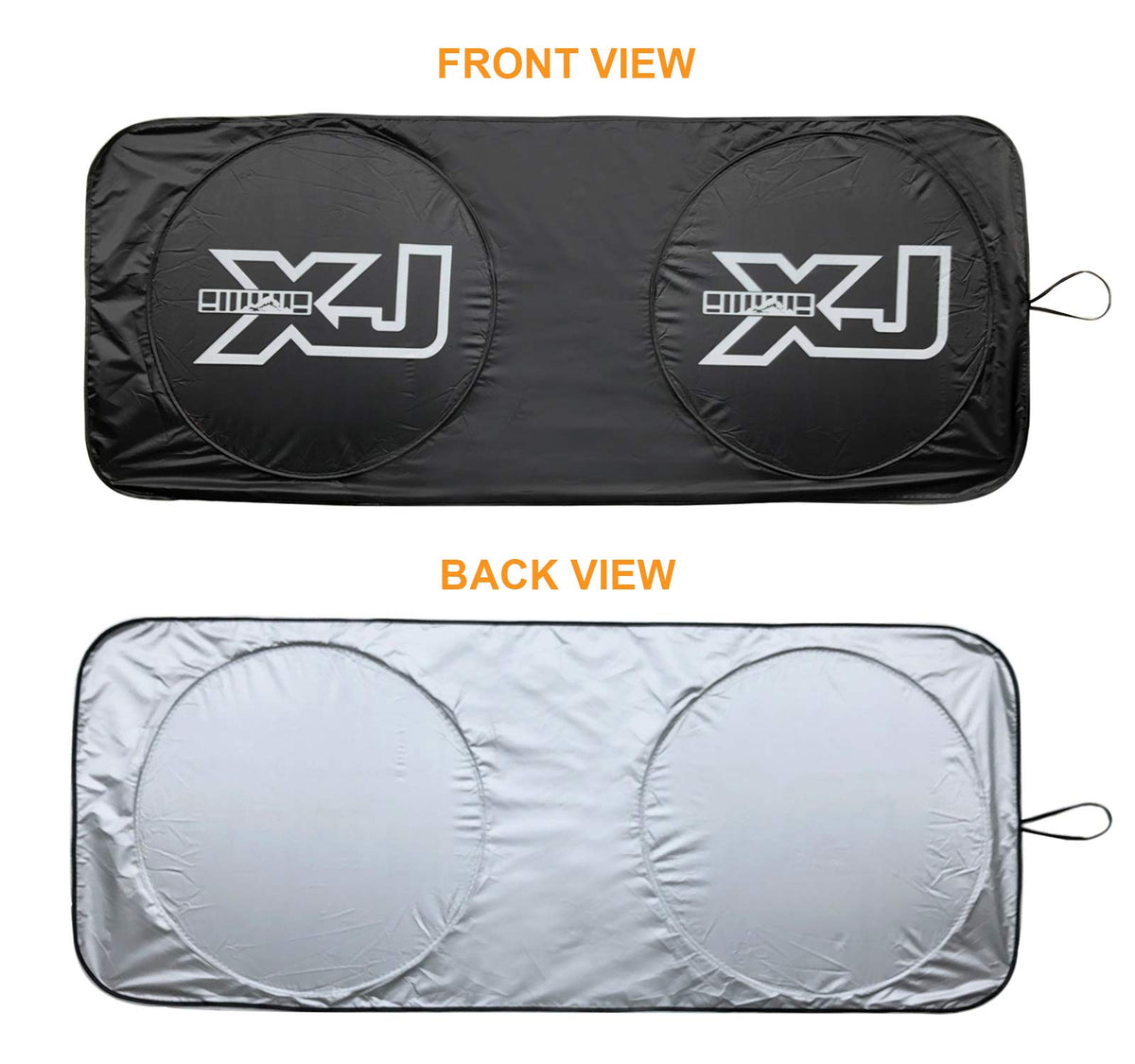 Rorex Cherokee XJ sunshade protecting dashboard and seats from direct sunlight