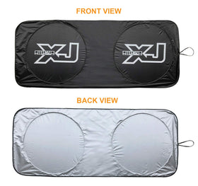 Rorex Cherokee XJ sunshade protecting dashboard and seats from direct sunlight