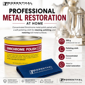 Rosenthal Collection polishing jewelry close-up revealing tarnish removal and luster