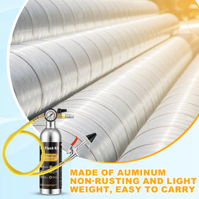 Rossesay kit connected to car AC lines demonstrating efficient pipeline flushing
