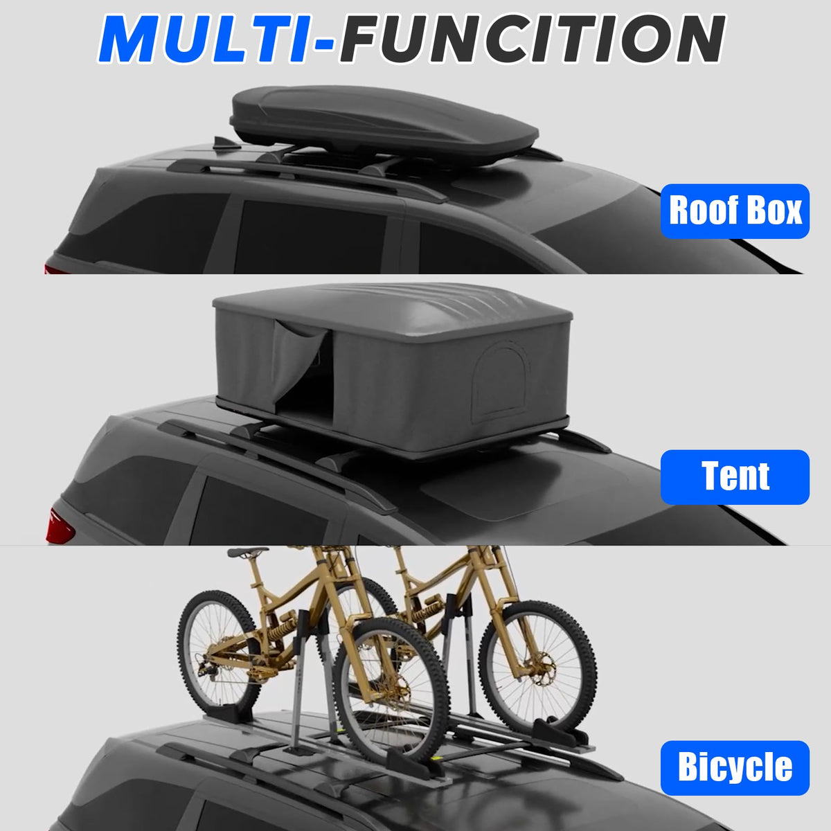 ROSY PIXEL roof rack beside suitcase showing scale and added storage convenience