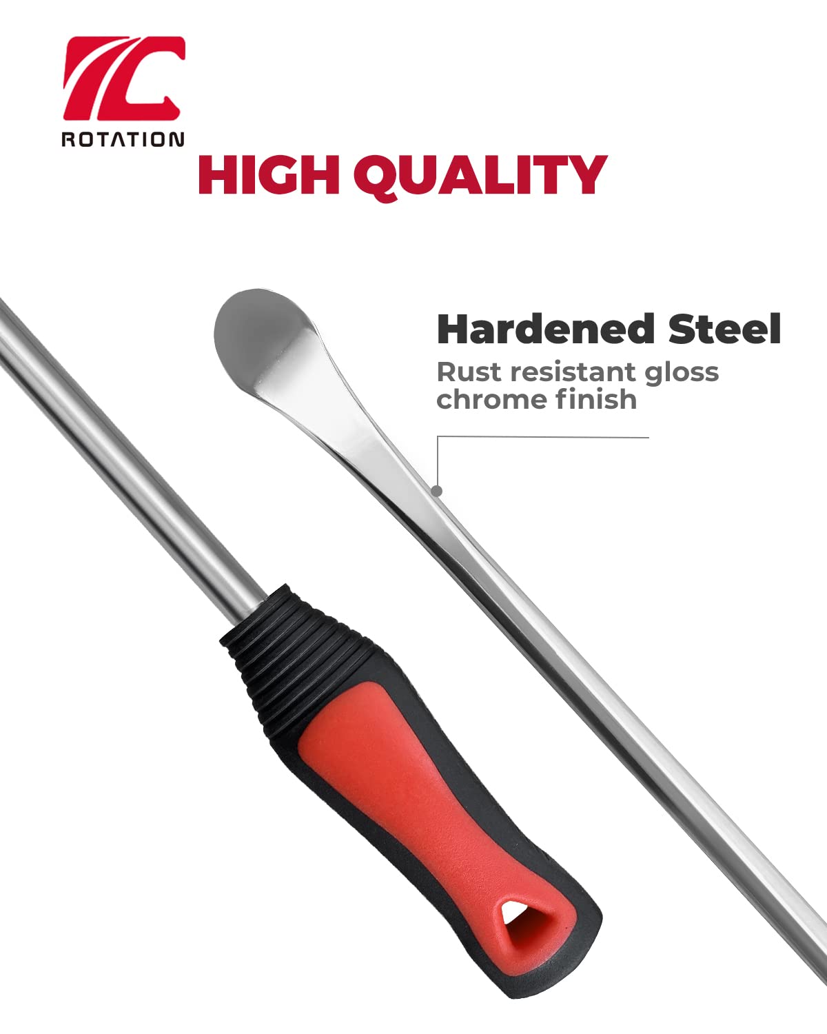 ROTATION close-up of steel spoon tip highlighting curved edge for smooth bead lifting