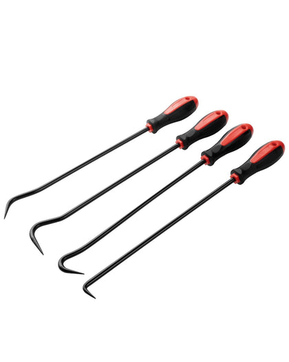 ROTATION front view of four‑piece hook and pick set showing all tools and handles