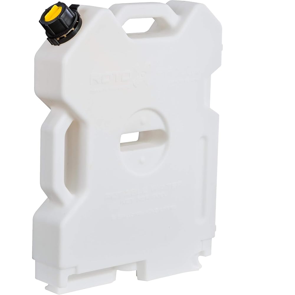 RotopaX 2 gallon pack front view showing compact profile and label benefit