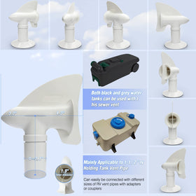 RotoVent in use vane spinning in breeze showing continuous passive odor extraction