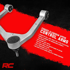 Rough Country packaged control arm with label and part number highlighting correct part identification benefit