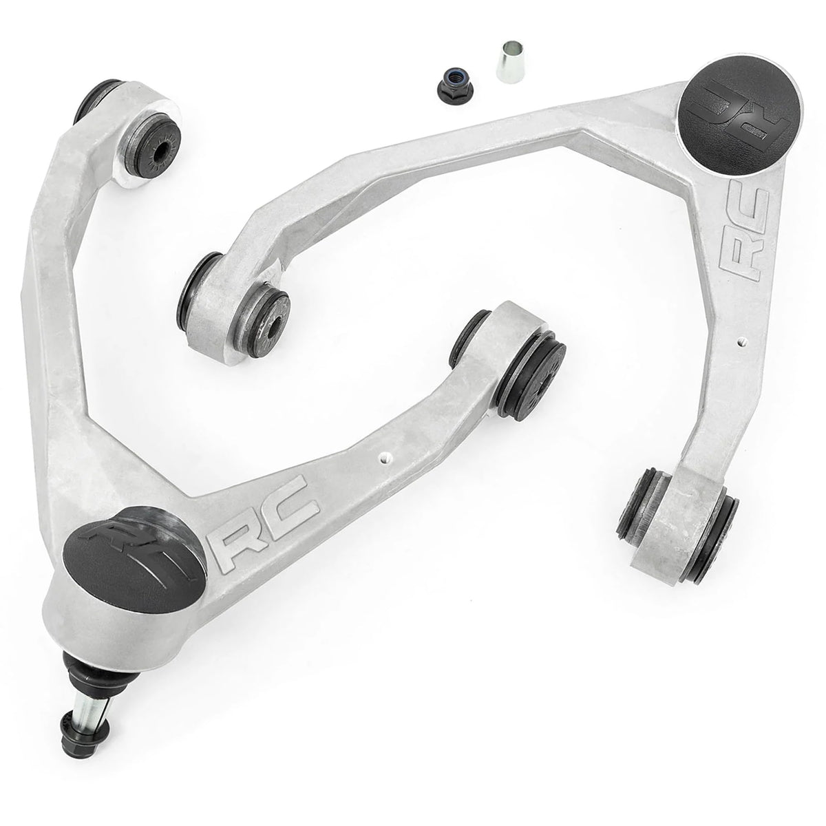 Rough Country forged upper control arm front view showing robust one-piece construction and strength benefit