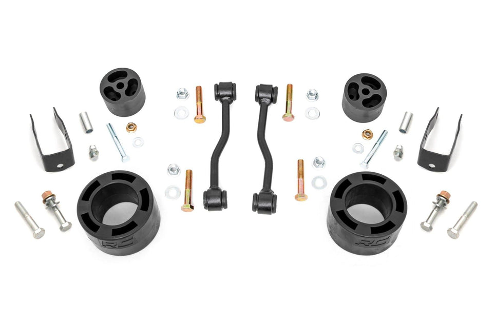 Rough Country front packaging for Gladiator 63400 showing kit contents and fitment benefits