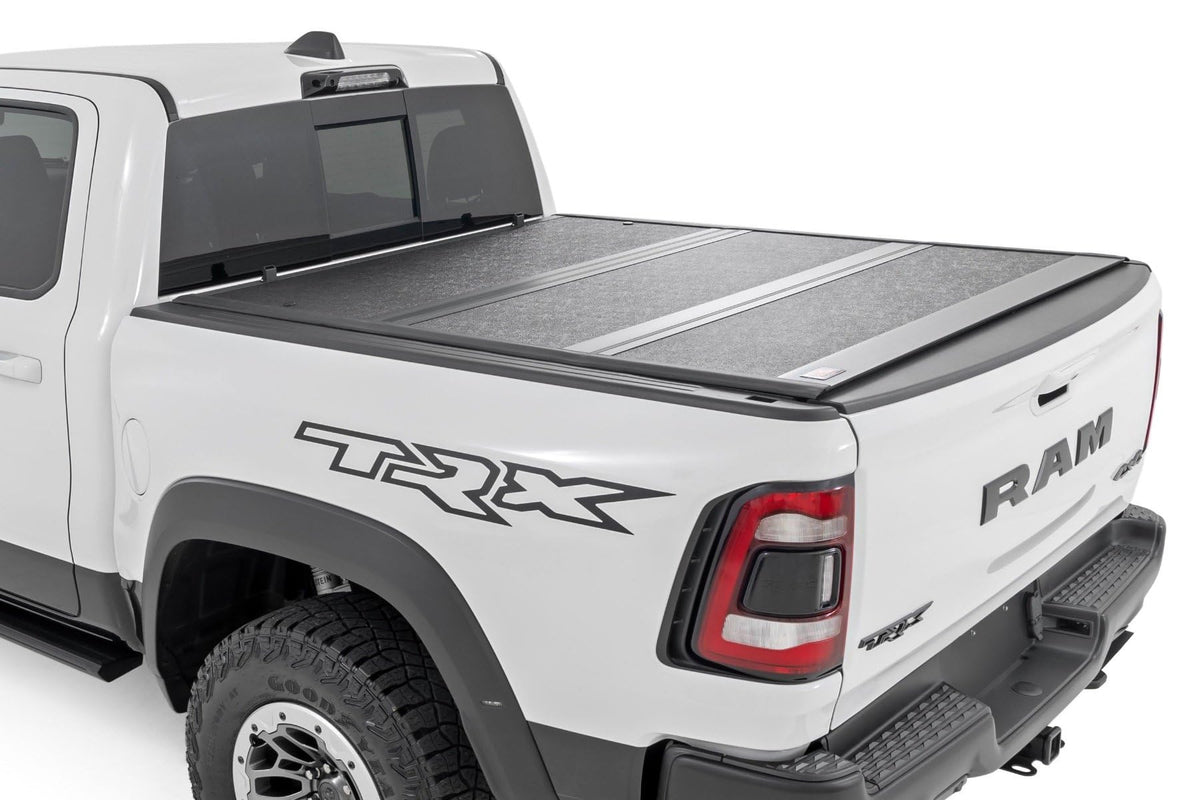 Rough Country front view showing matte black flush-mount cover improving truck styling