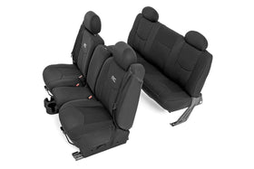 Rough Country front seat covers installed showing crisp fit and protection