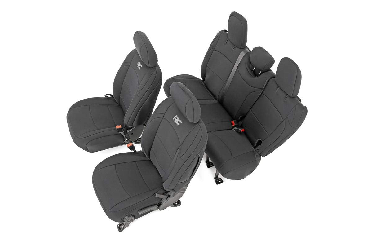 Rough Country front seat full view showing precise fit and protection