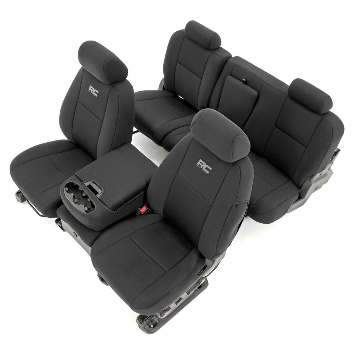 Rough Country front seats full view showing protective fit and refreshed look