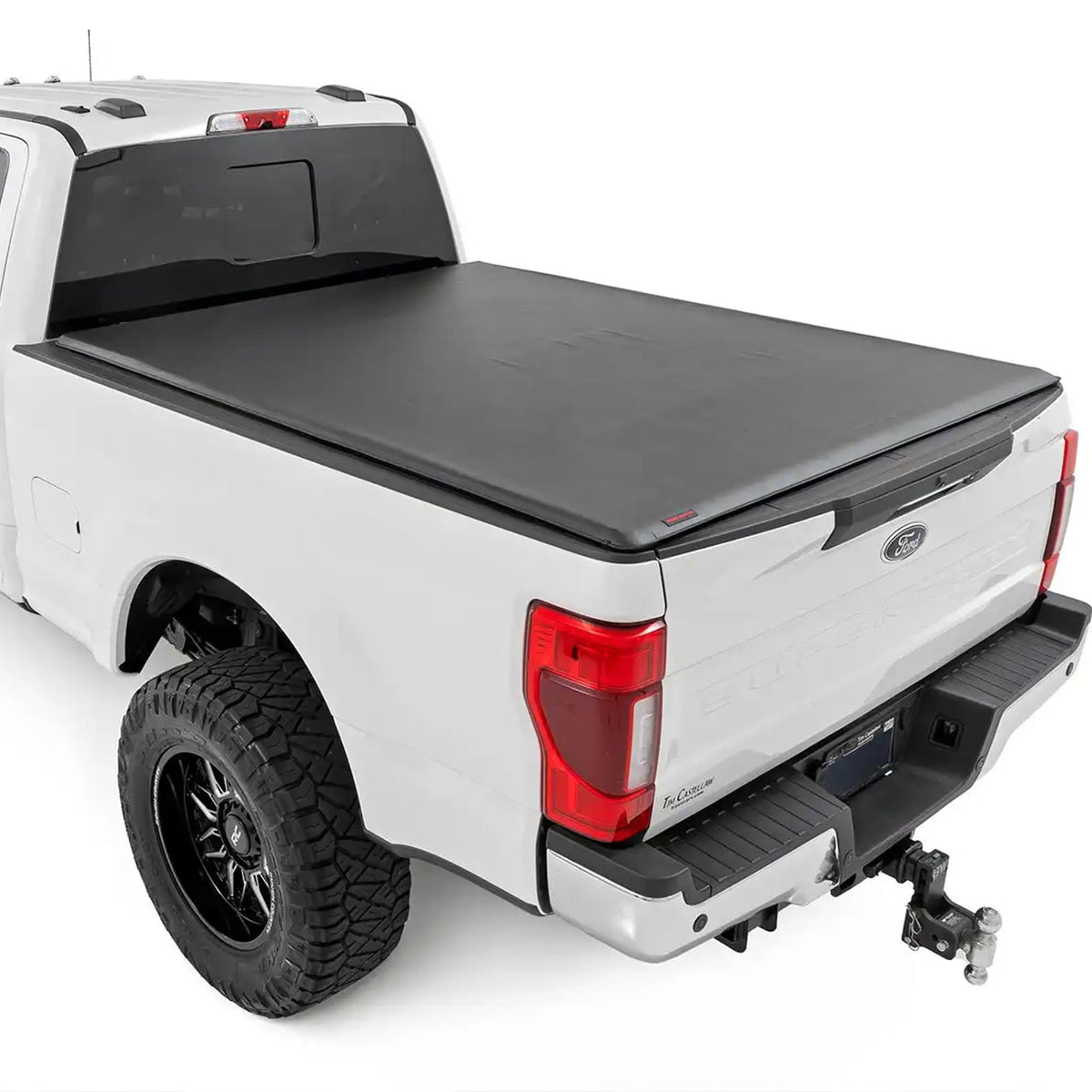 Rough Country front view of the tonneau cover showing sleek low-profile fit and protection