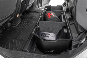 Rough Country front view of underseat storage showing flush fit and concealed benefits