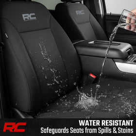 Rough Country headrest and console covers showing full-front protection