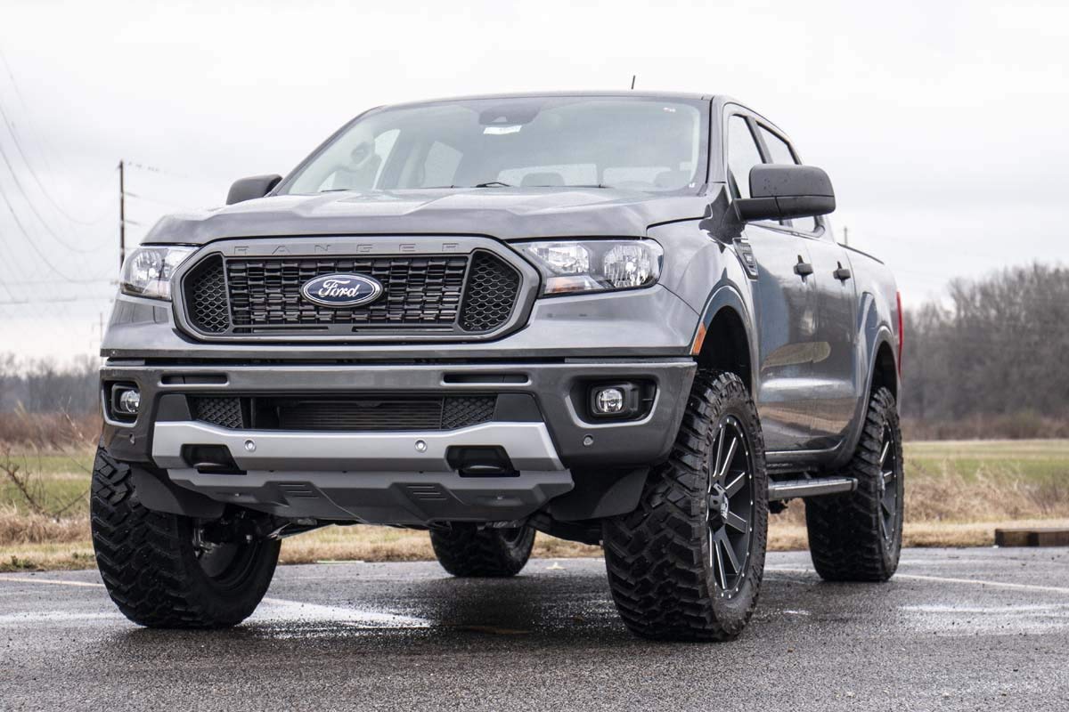 Rough Country installed on Ranger front profile showing balanced stance benefit