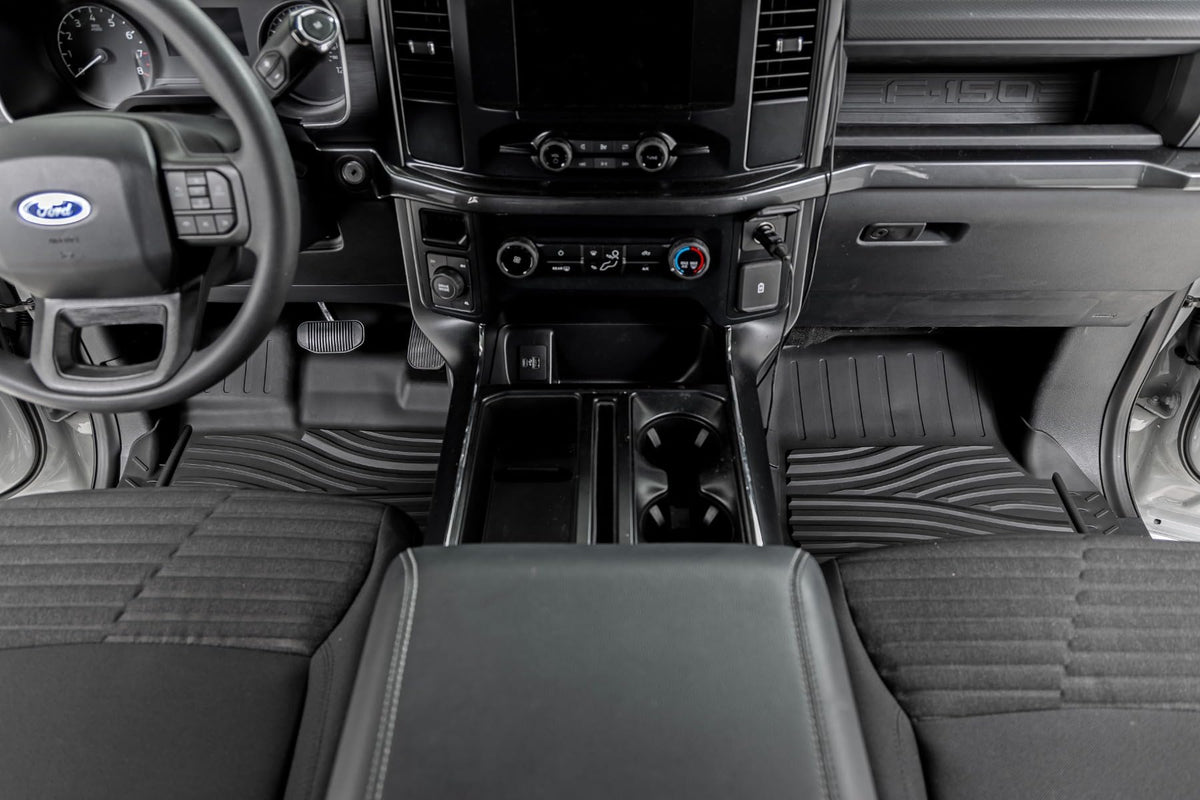Rough Country installed front row liners delivering custom-fit coverage