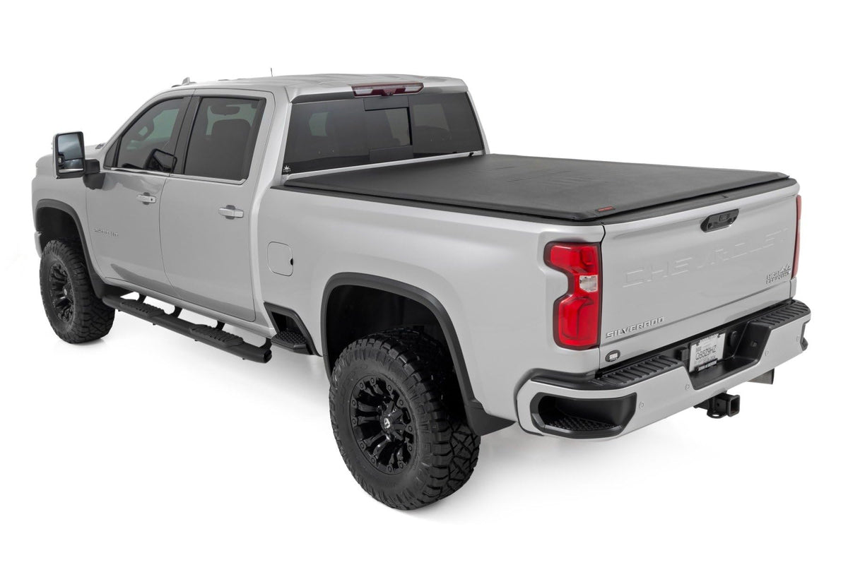 Rough Country installed on Silverado side profile demonstrating low-profile appearance