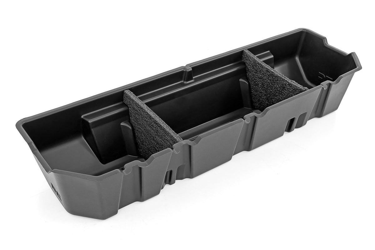 Rough Country underseat storage installed under Honda Ridgeline rear seat for tidy cabin