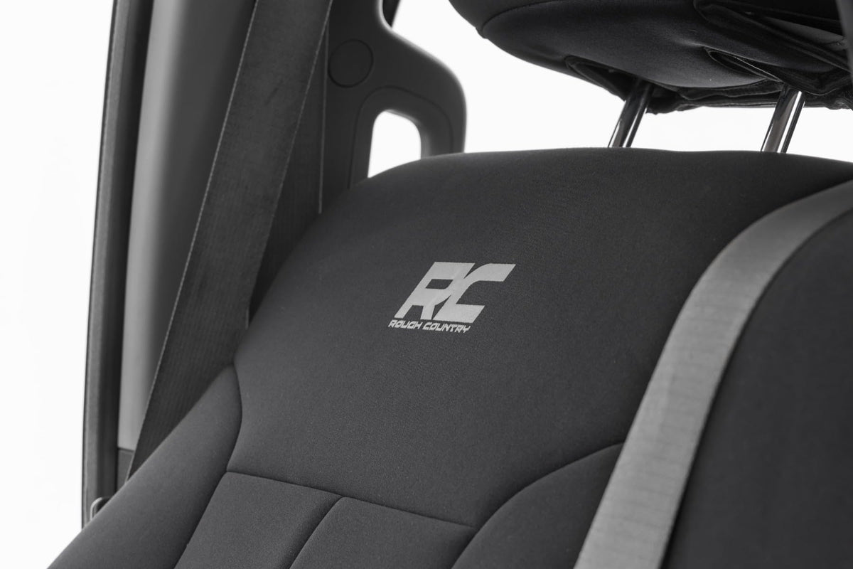 Rough Country truck interior lifestyle scene showing protected seats and refreshed cabin