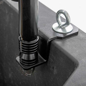 Rough Country brackets installed in Polaris bed showing stable whip placement