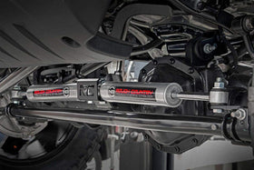 Rough Country N3 dual stabilizer mounted on Jeep Wrangler JL illustrating better steering stability