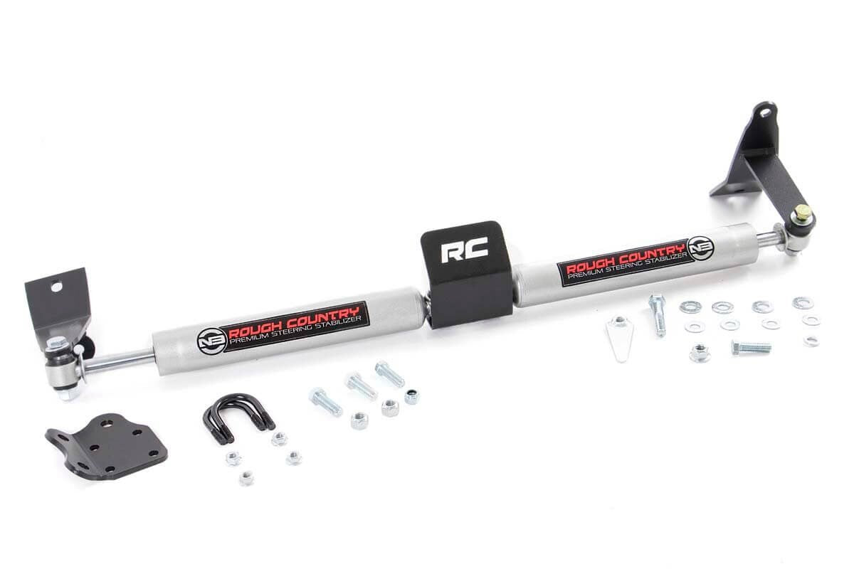 Rough Country N3 front view showing full dual stabilizer assembly and durable finish for improved control