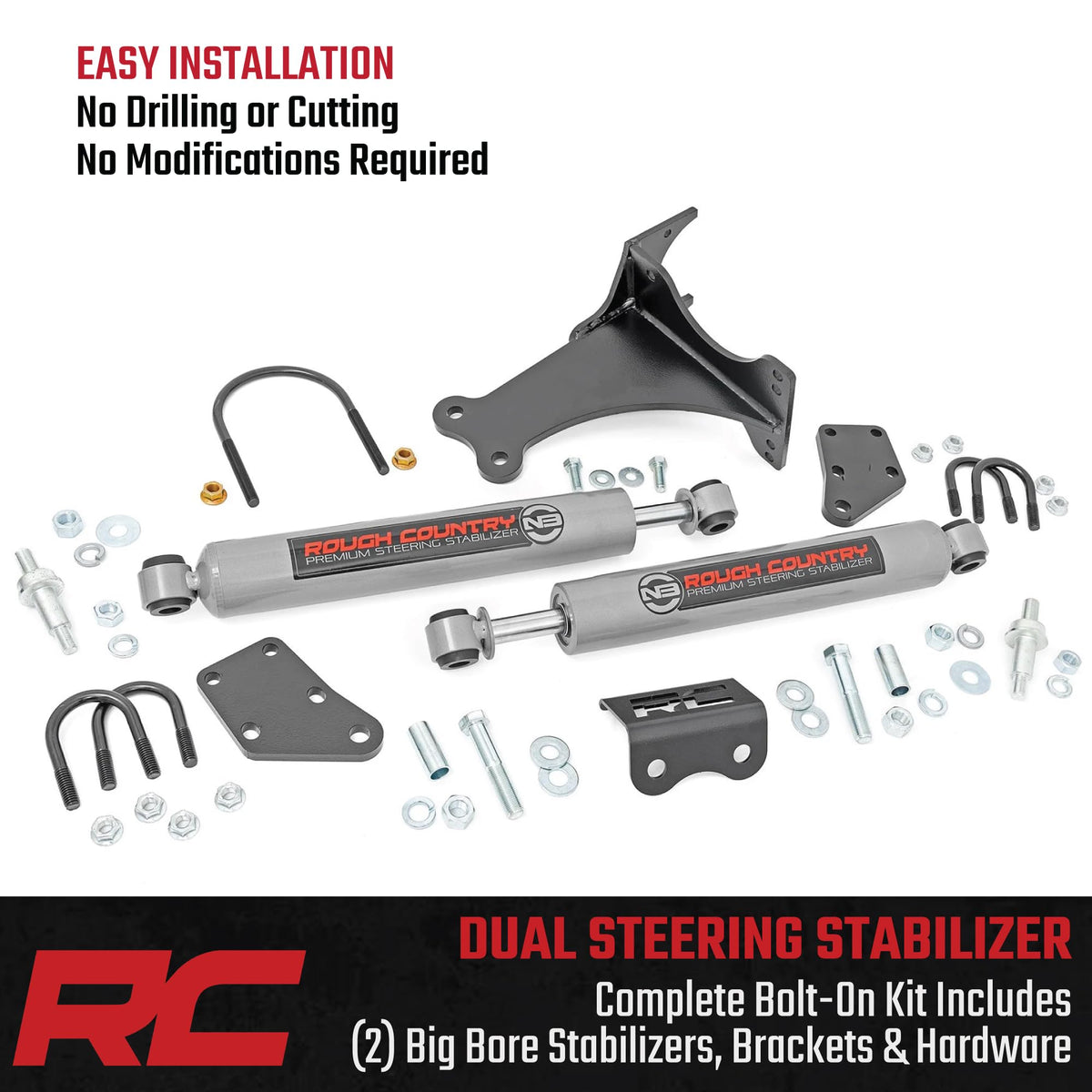 Rough Country installation bracket and hardware for easy bolt-on fitment