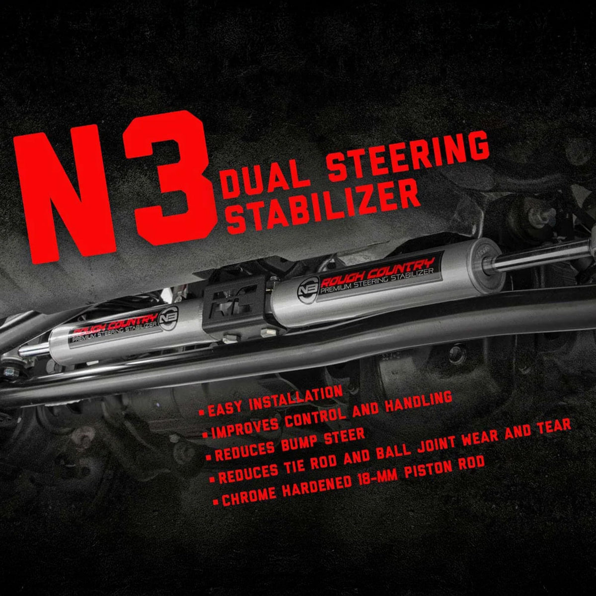 Rough Country on a Ram 2500 off-road demonstrating better stability on rough terrain