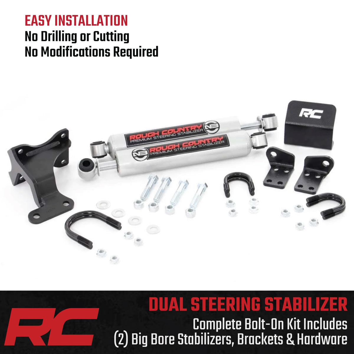Rough Country N3 mounted on drag link demonstrating reduced steering feedback and control