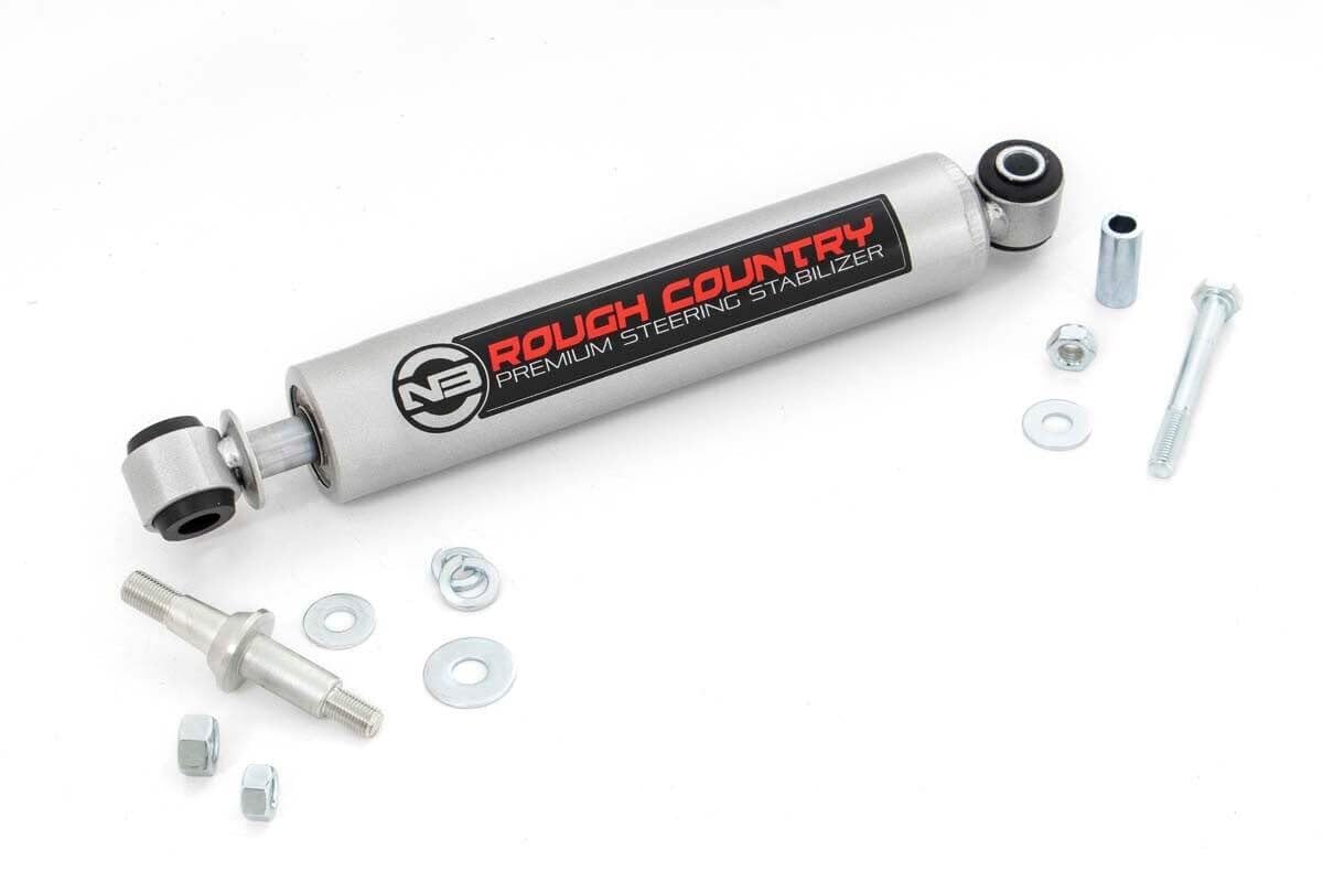 Rough Country N3 chrome-hardened 18mm piston rod close-up for durable, consistent damping