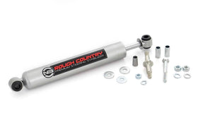 Rough Country N3 steering stabilizer front-mounted on Ram 2500 shows improved handling