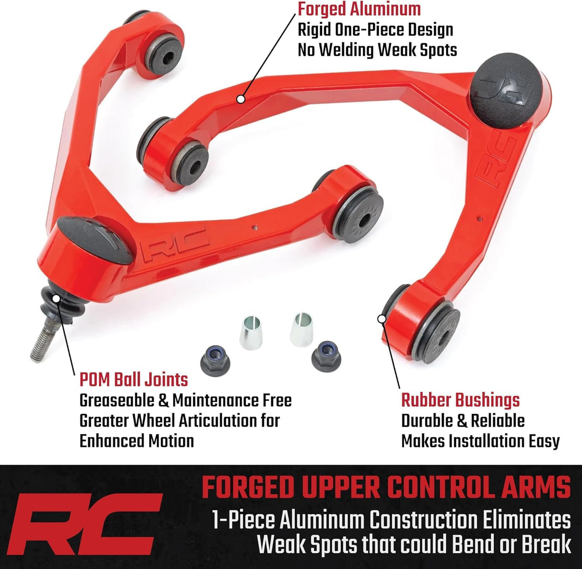 Rough Country POM ball joint close-up showing low-friction design and improved motion