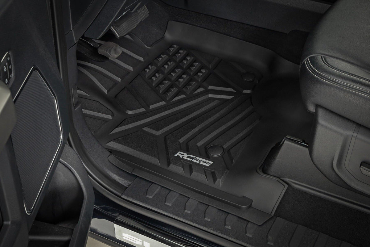 Rough Country rear row coverage displaying precise fit across crew cab floor