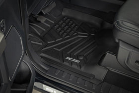 Rough Country rear row coverage displaying precise fit across crew cab floor