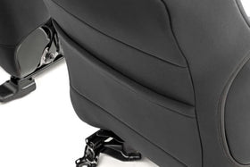 Rough Country rear seat coverage in Double Cab protecting family cargo