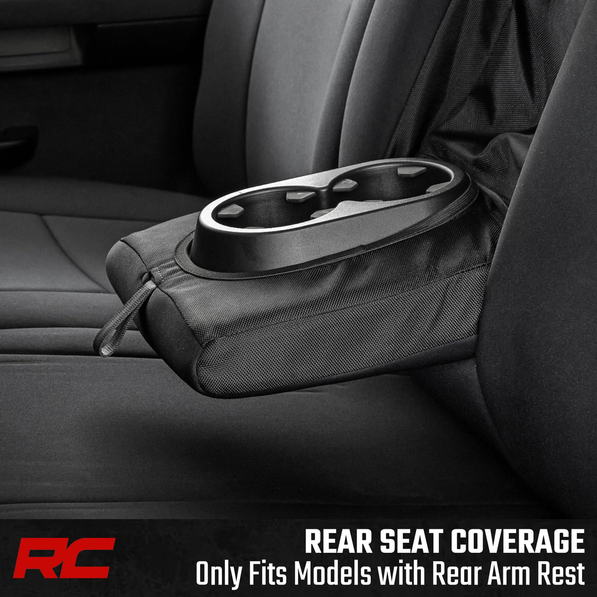 Rough Country rear seat with armrest showing complete protection and easy access